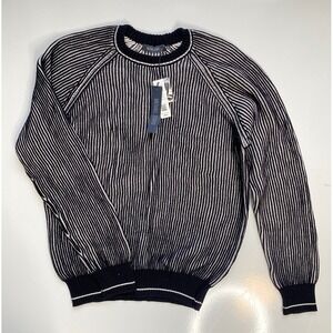 $198 Michael Stars Black/Ivory Striped Marina Sweater / Men's Size Large
